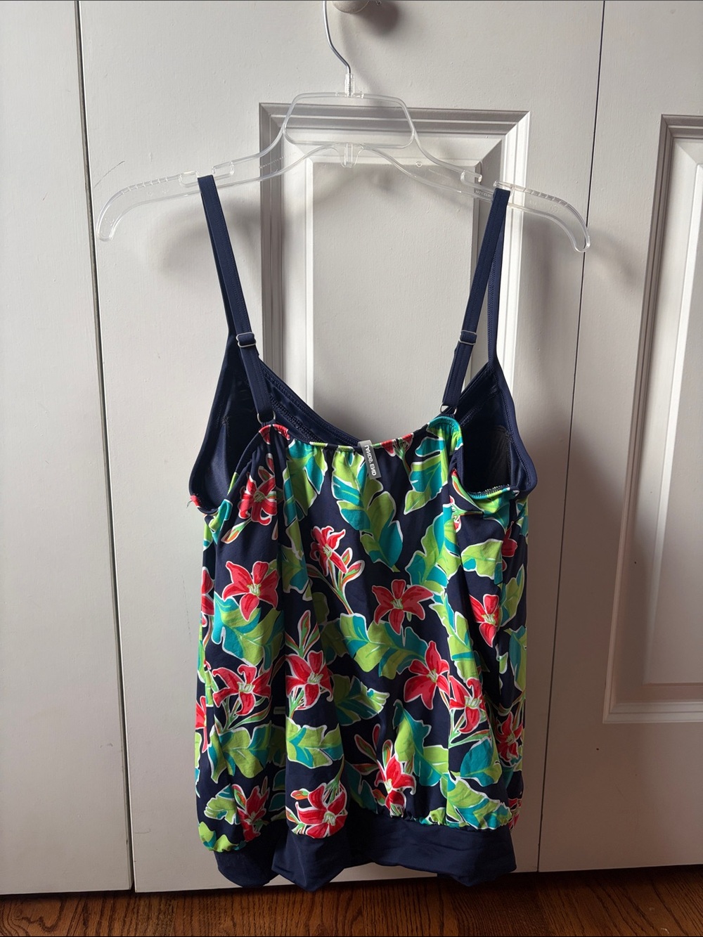 Lands' End Navy Floral Print Tankini Top Size 14 - Picture 2 of 3